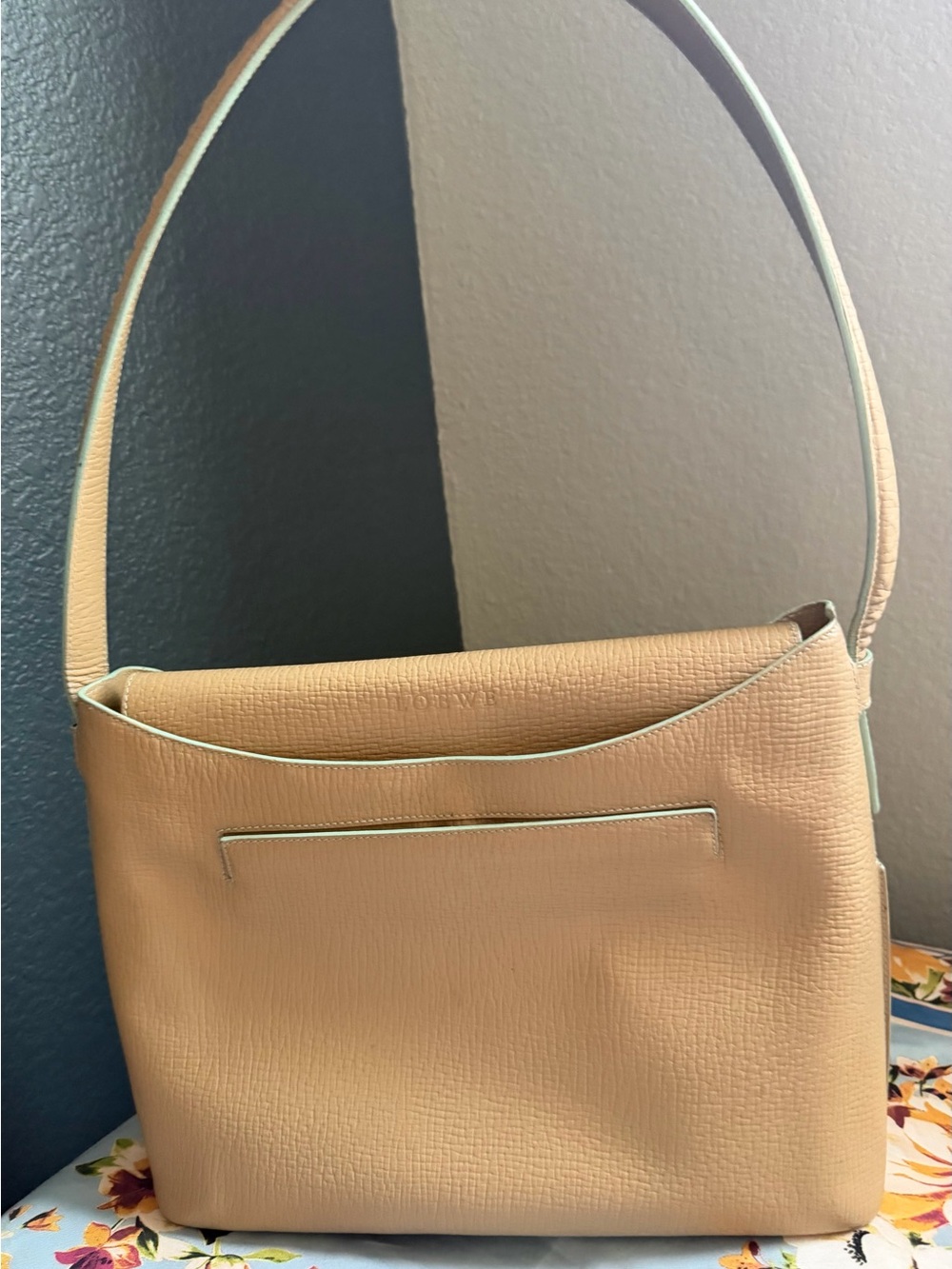 Loewe Beige Leather Shoulder Bag with Subtle Piping
